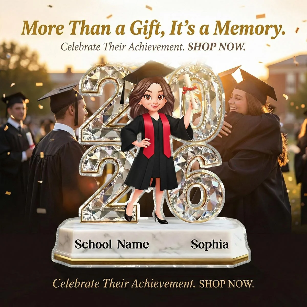 Senior Class Of 2026 2027 Graduate Keepsake 2D Flat - Personalized Acrylic Block Plaque - Graduation Gift For Daughter, Son - Image 4