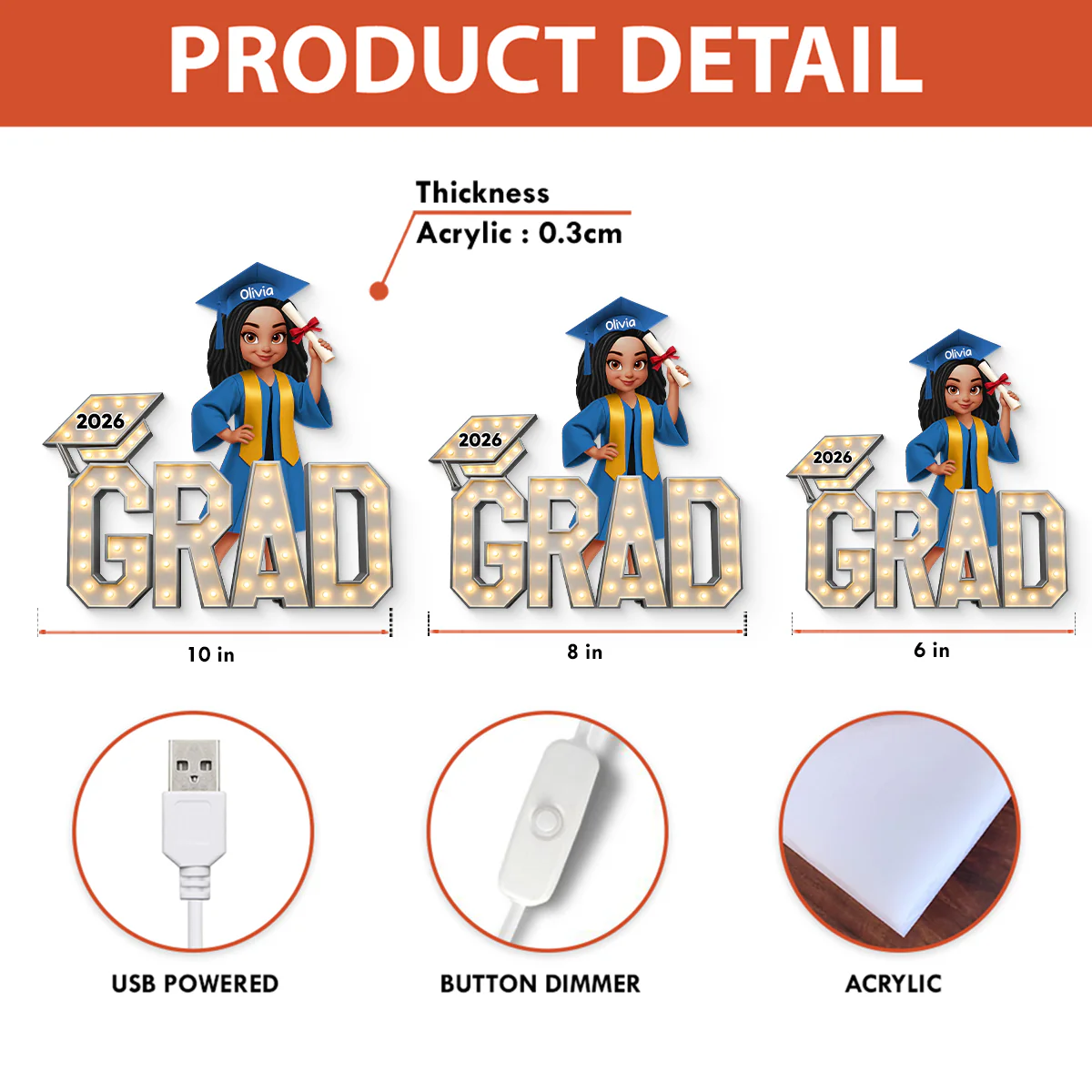 Senior Grad Marquee Pattern - Personalized Light Box - Sentimental Gift for Seniors, Daughter, Son, Grandkids - Image 10