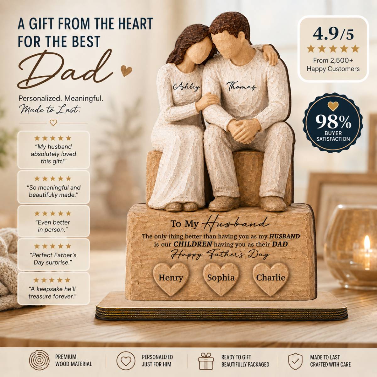 Sentimental Rustic To My Husband The Only Thing - Personalized 2-Layered Wooden Plaque - Heartfelt Gift For Husband, Dad - Image 6