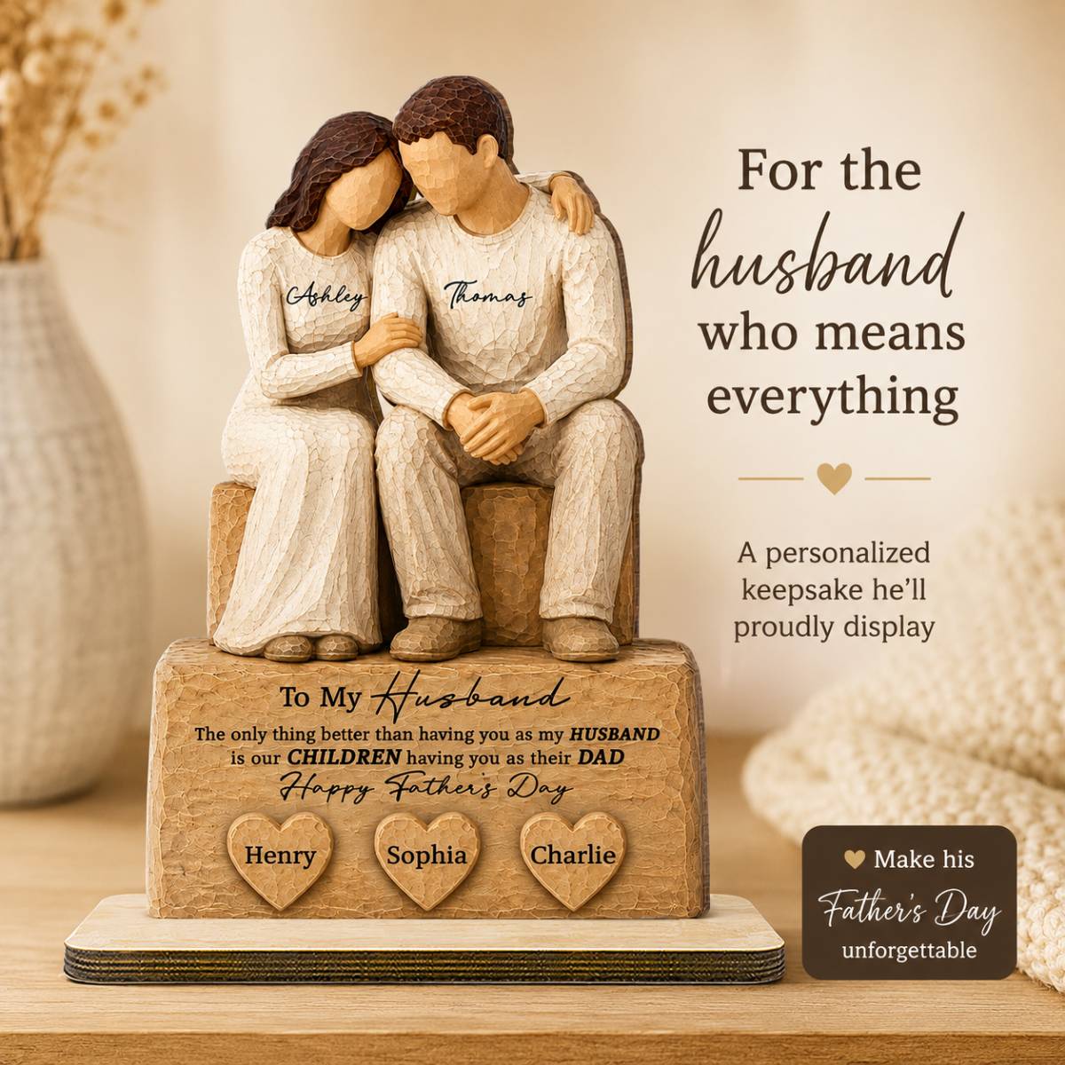 Sentimental Rustic To My Husband The Only Thing - Personalized 2-Layered Wooden Plaque - Heartfelt Gift For Husband, Dad - Image 7
