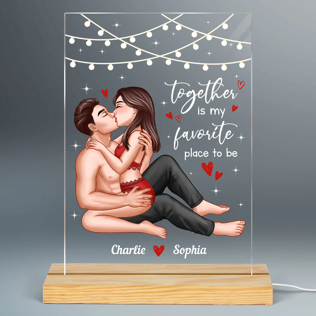 Sexy Couple Kissing Gift For Couples Personalized Acrylic LED Night Light - Image 2