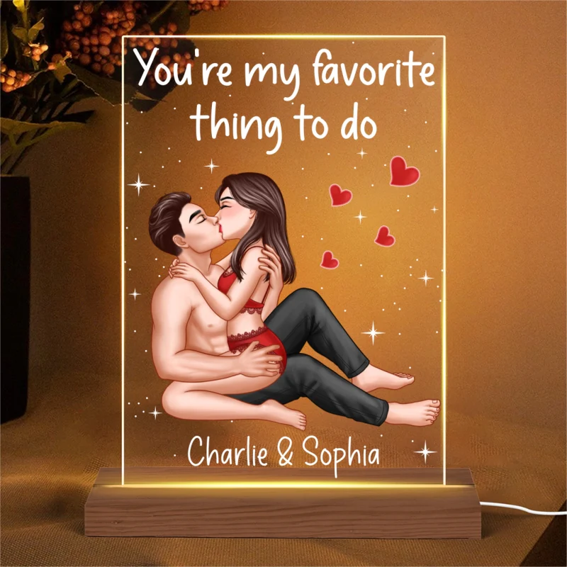 Sexy Couple Kissing Personalized Rectangle Acrylic Plaque LED Night Light - Image 5