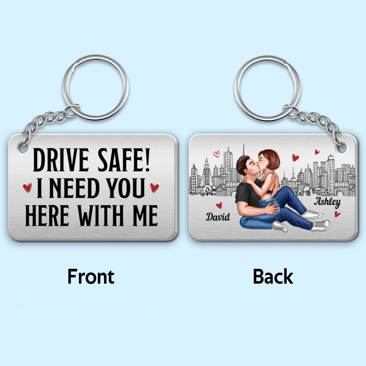 Sexy Kissing Couple Outline Sketch Background Personalized Metal Keychain - Image 4