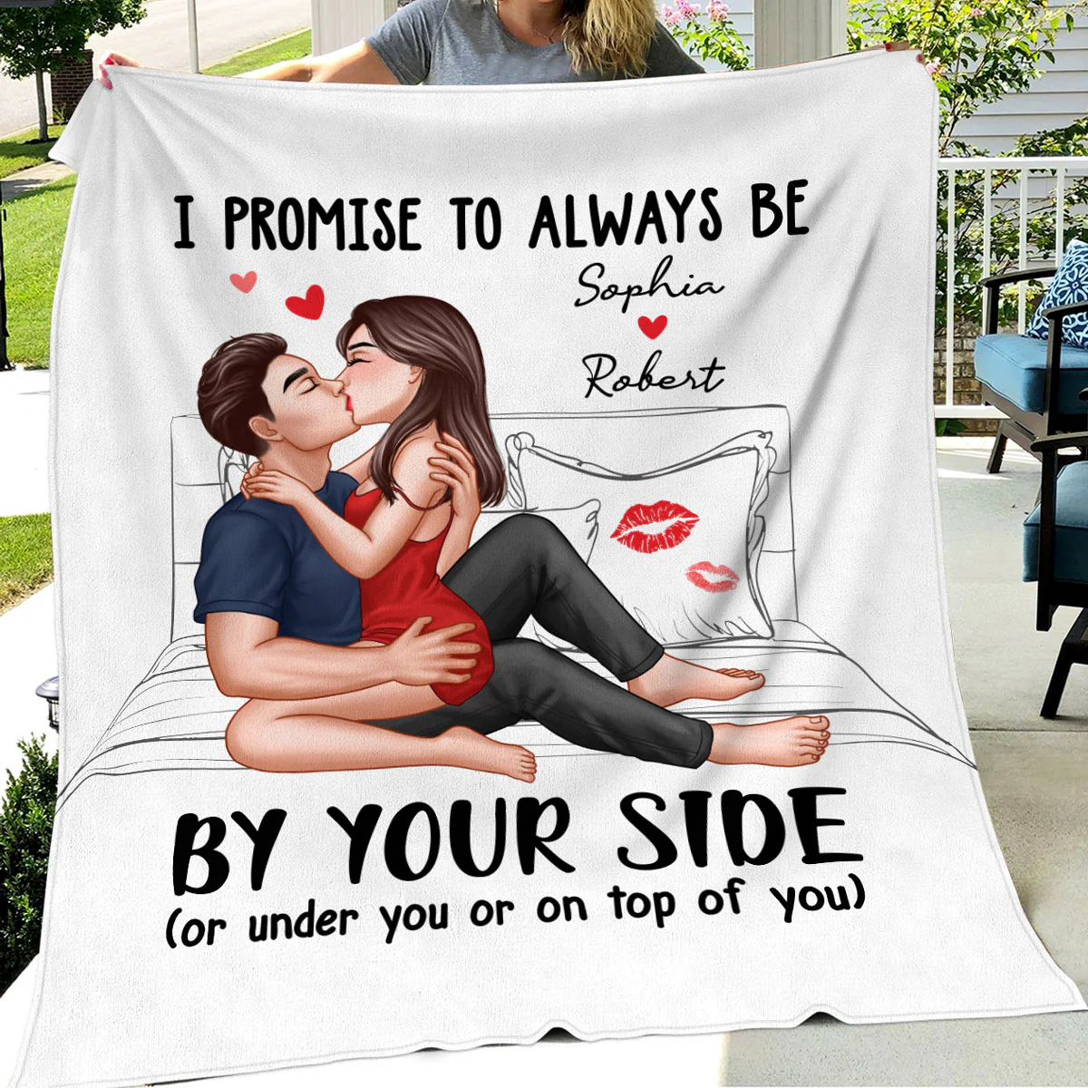 Sexy Kissing Couple Promise To Always By Your Side Personalized Fleece Blanket