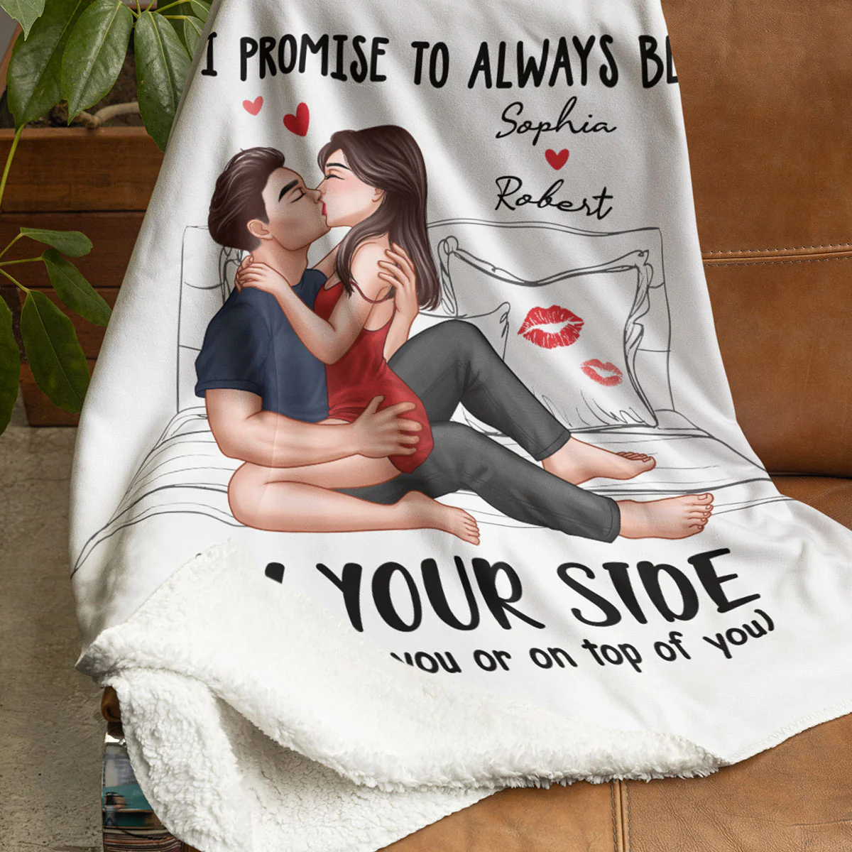 Sexy Kissing Couple Promise To Always By Your Side Personalized Fleece Blanket - Image 5