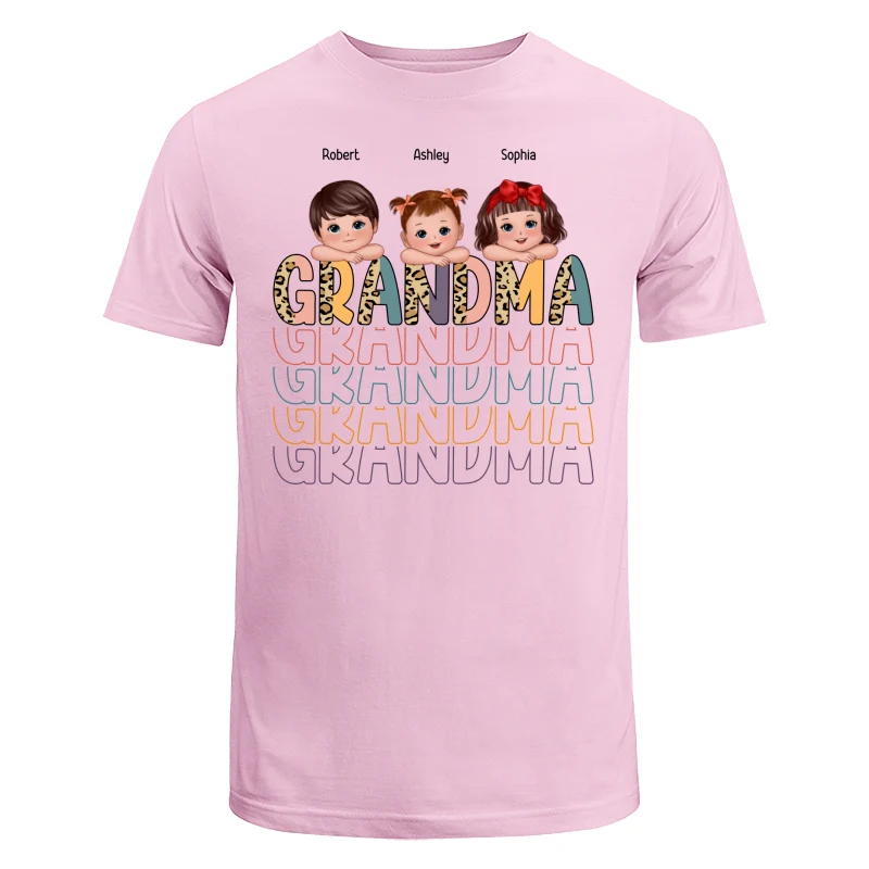 Shadow Retro Half Leopard Grandma Grandkids Laying Head On Arms Personalized Shirt - Image 7