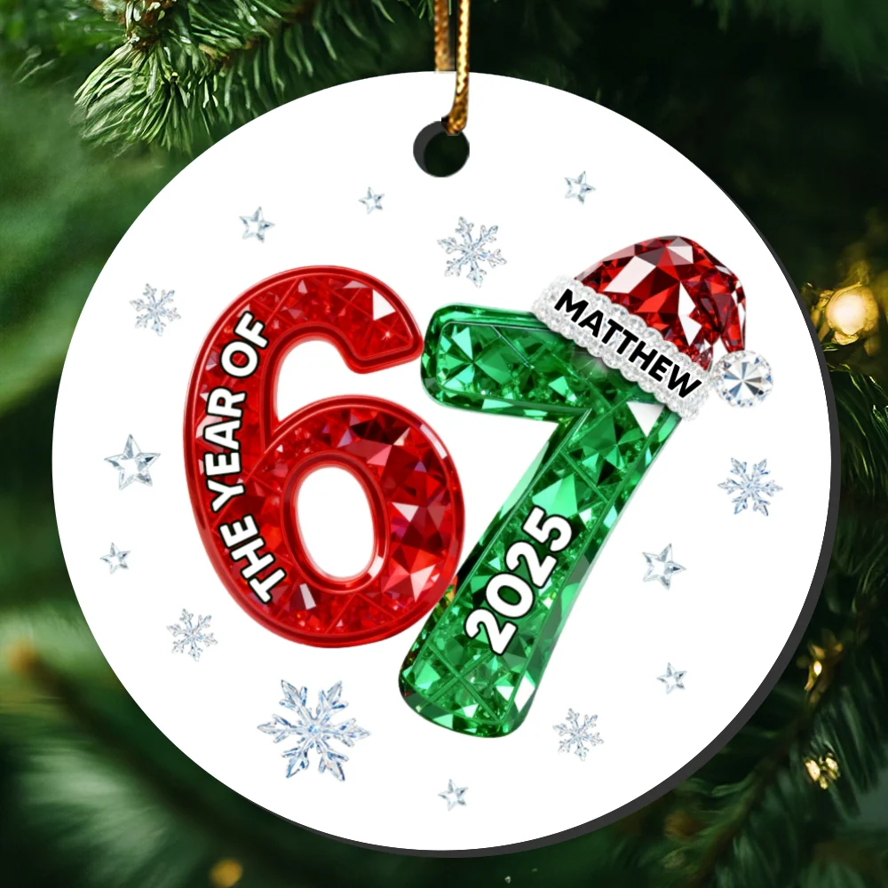 Shining Effect Teen Boy Girl 2025 Trending Slang Christmas 67 Six Seven - Personalized Ceramic Ornament - Funny Christmas Gift For Teen, Grandkid, Gen Alpha - Image 17