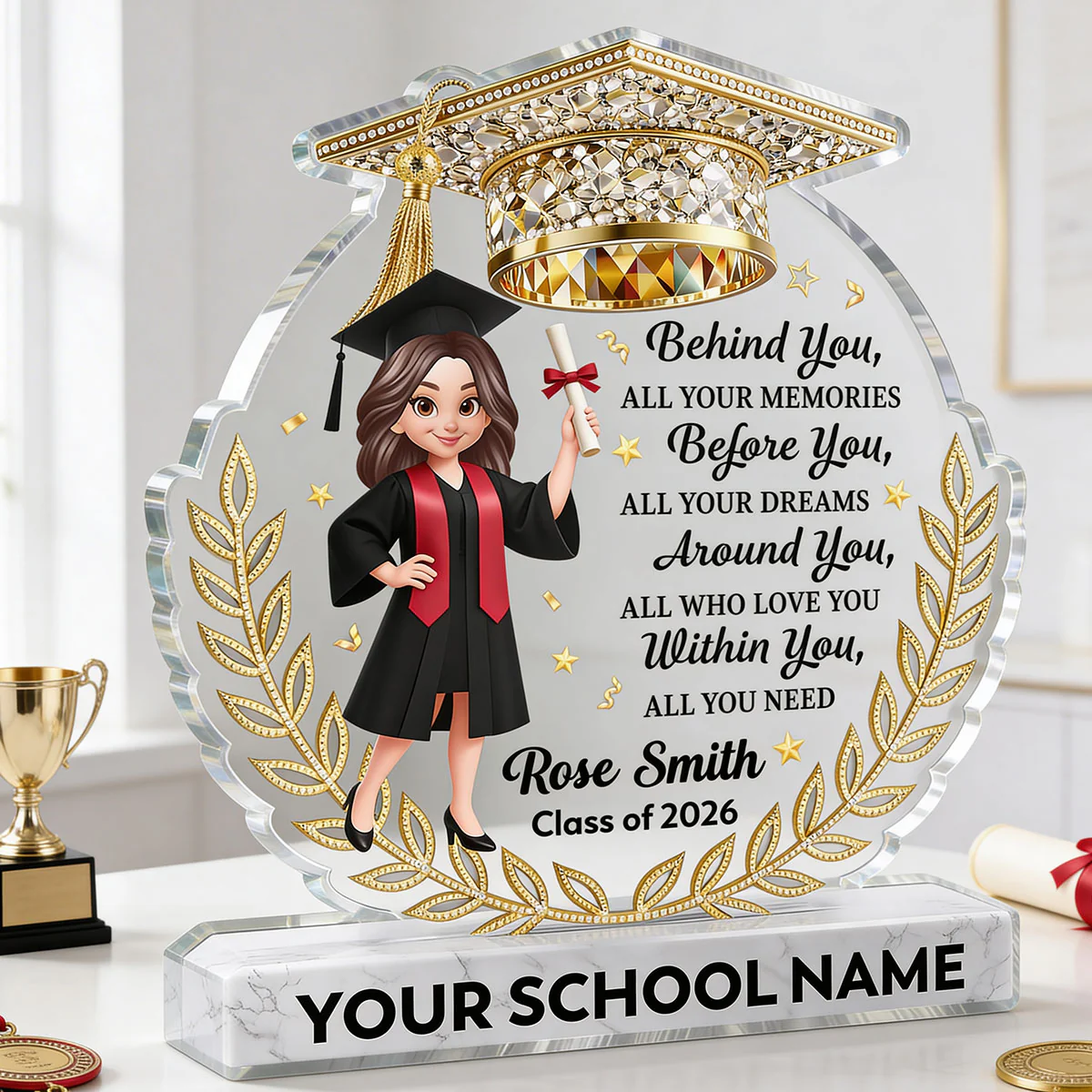 Before You All Your Dreams Graduation - Personalized Acrylic Block Plaque - Graduation Gift For Graduates, Daughter, Son - Image 2
