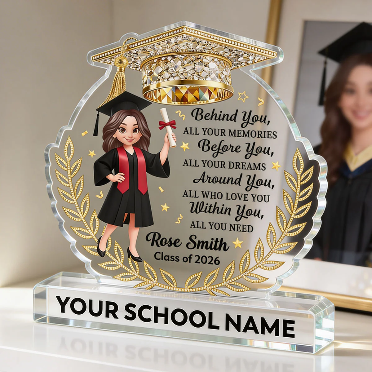 Before You All Your Dreams Graduation - Personalized Acrylic Block Plaque - Graduation Gift For Graduates, Daughter, Son - Image 5