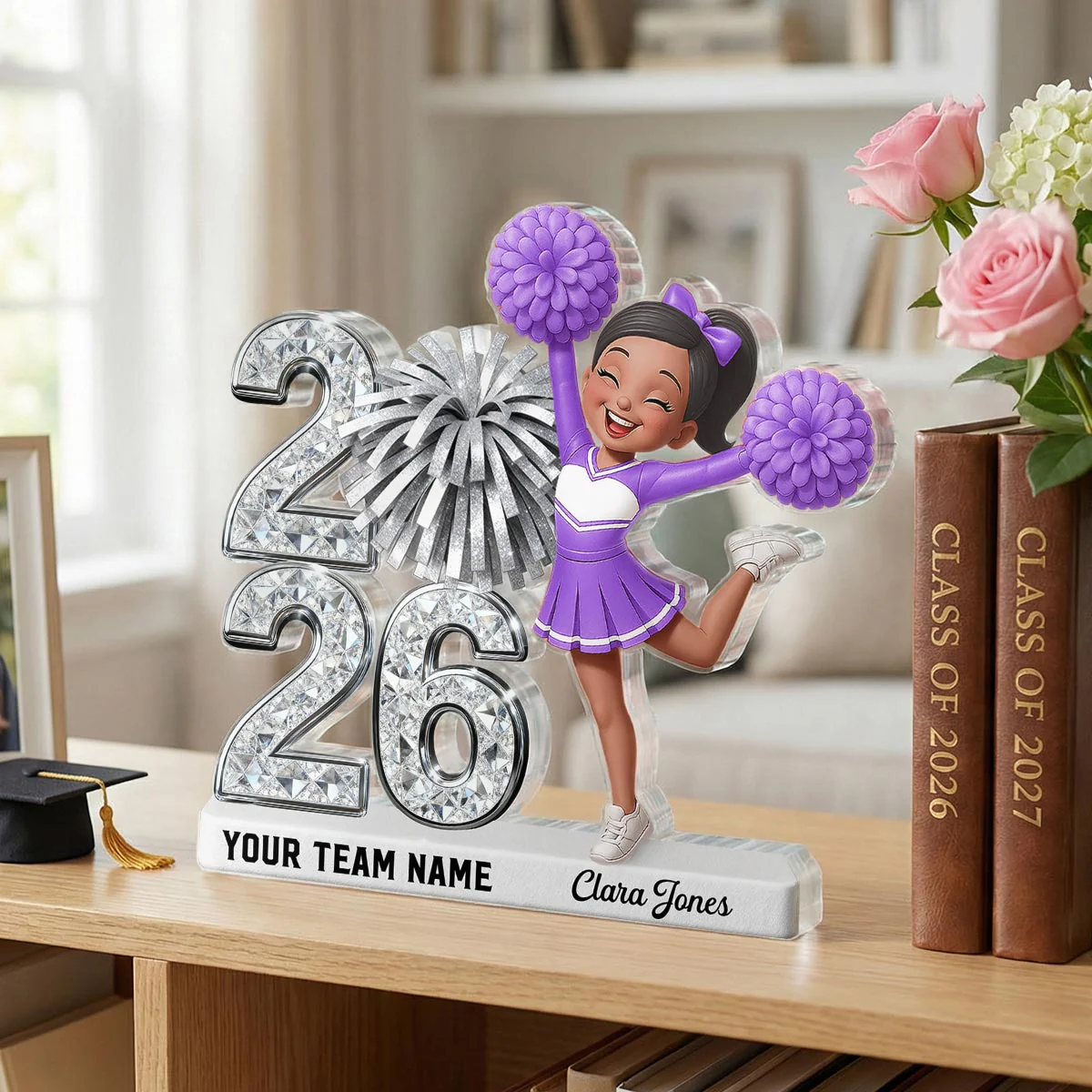 Shiny Effect Class Of 2026 2027 Cheerleader 2D Flat - Personalized Acrylic Block Plaque - Graduation Gift For Graduates, Daughter - Image 4