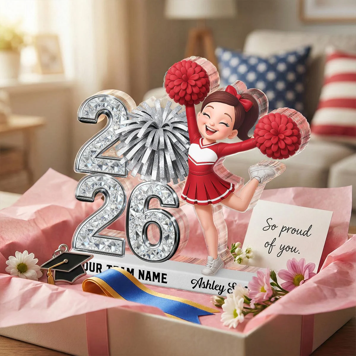 Shiny Effect Class Of 2026 2027 Cheerleader 2D Flat - Personalized Acrylic Block Plaque - Graduation Gift For Graduates, Daughter - Image 5