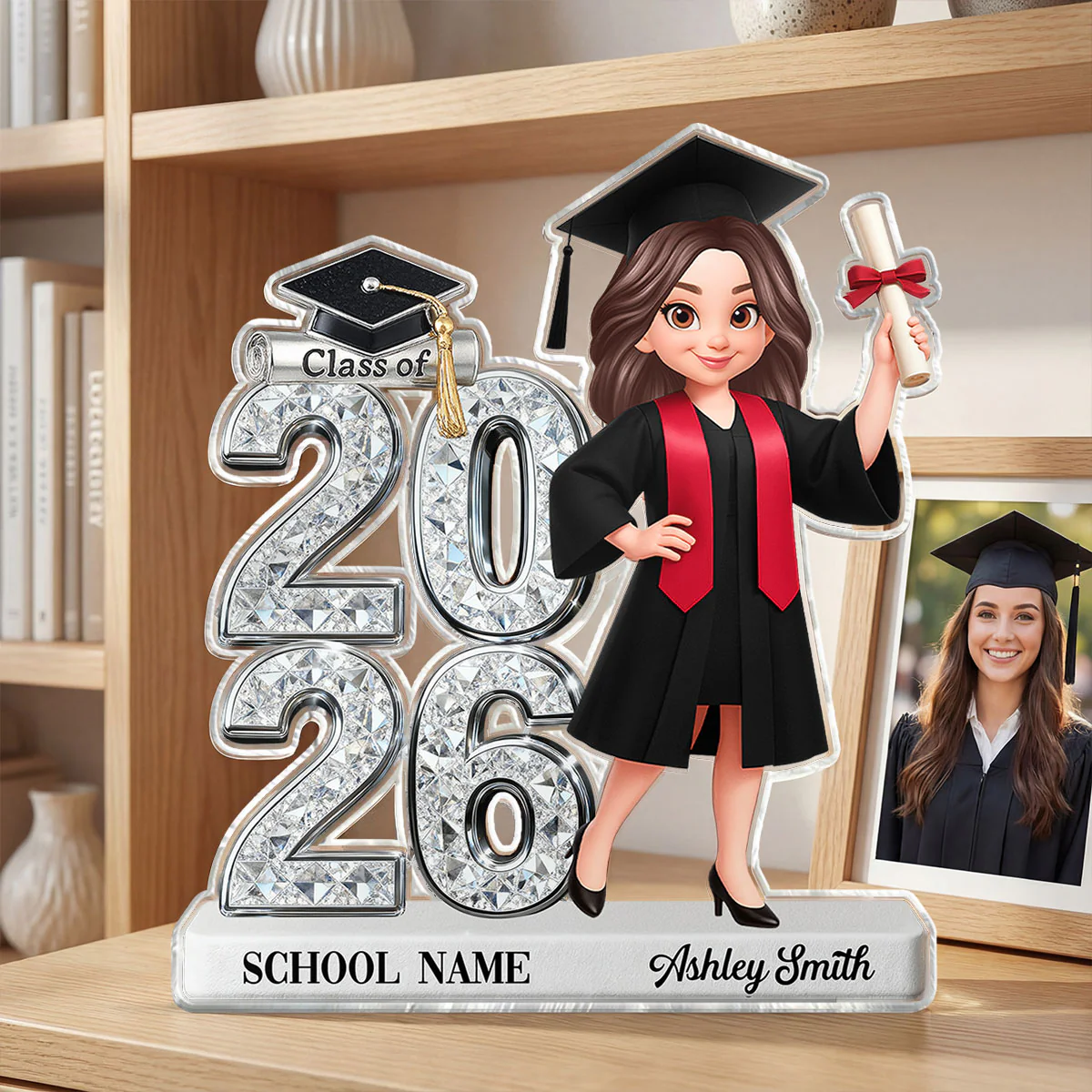 Shiny Effect Class Of 2026 2027 Senior 2D Flat - Personalized Acrylic Block Plaque - Graduation Gift For Graduates, Daughter, Son - Image 3