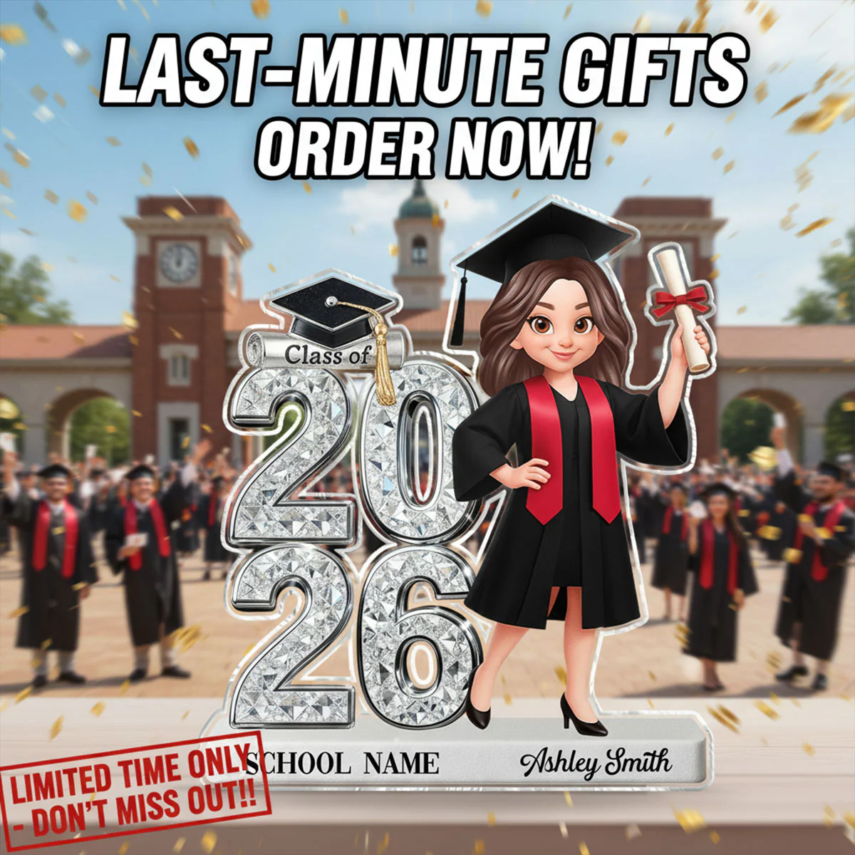 Shiny Effect Class Of 2026 2027 Senior 2D Flat - Personalized Acrylic Block Plaque - Graduation Gift For Graduates, Daughter, Son - Image 10