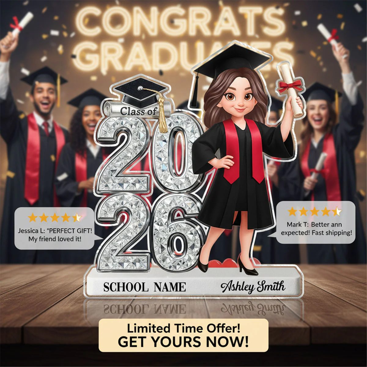 Shiny Effect Class Of 2026 2027 Senior 2D Flat - Personalized Acrylic Block Plaque - Graduation Gift For Graduates, Daughter, Son - Image 11