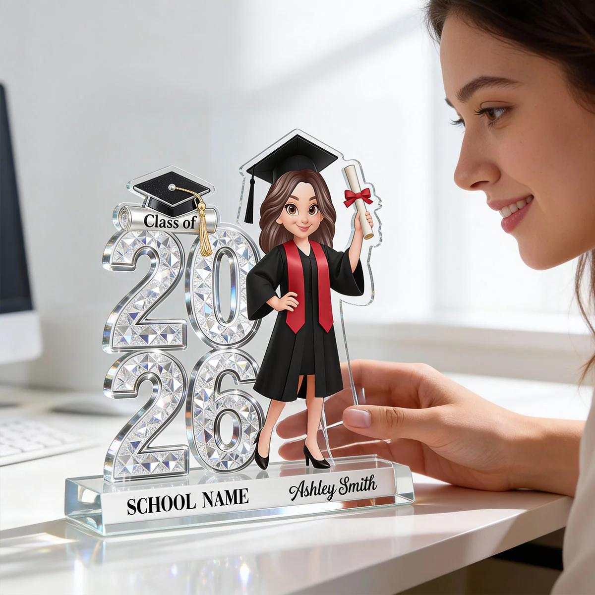 Shiny Effect Class Of 2026 2027 Senior 2D Flat - Personalized Acrylic Block Plaque - Graduation Gift For Graduates, Daughter, Son - Image 5
