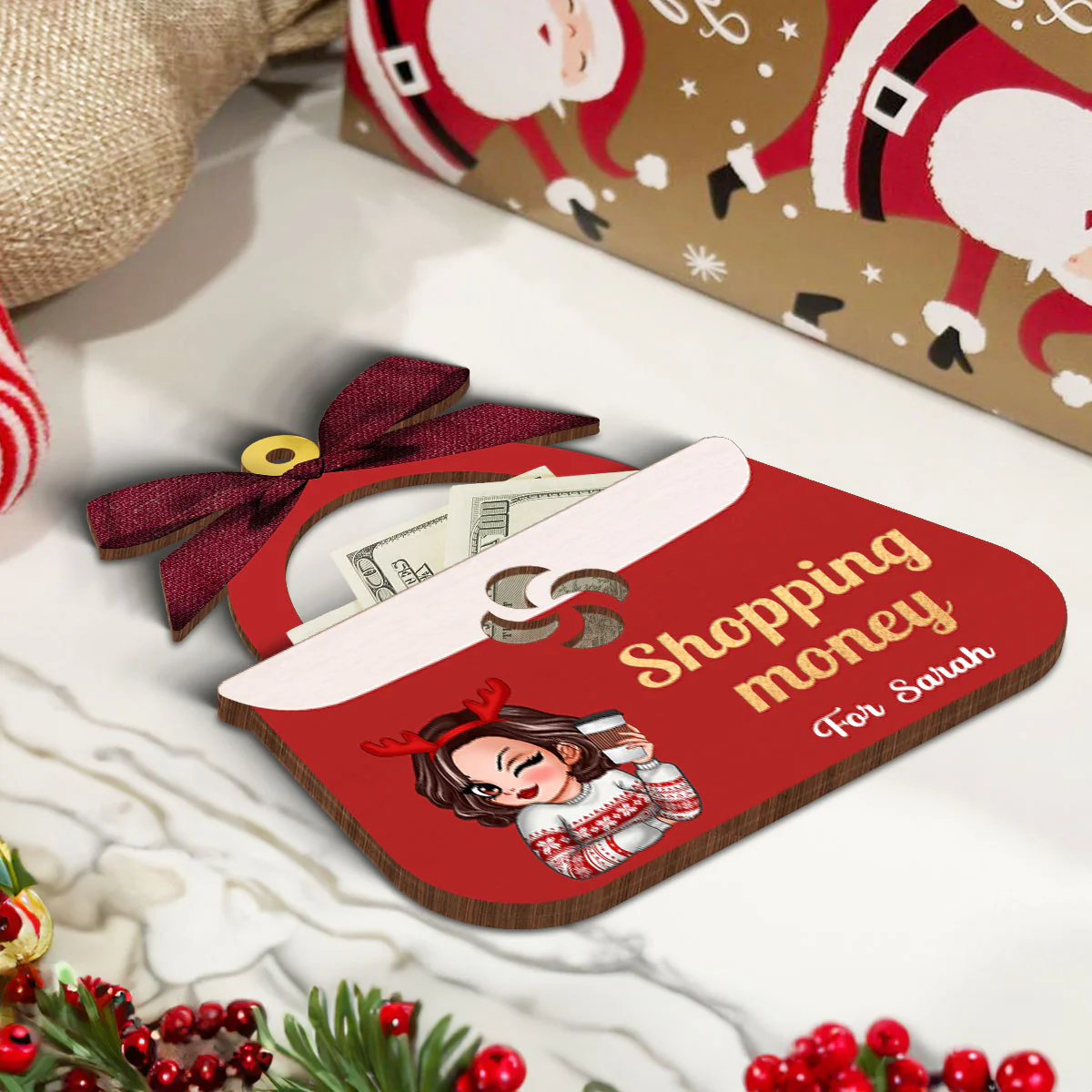 Shopping Money Gift Cards Holder Ornament, Personalized 3-Layered Ornament, Christmas Gifts For Her, Christmas Gifts For Daughter - Image 5