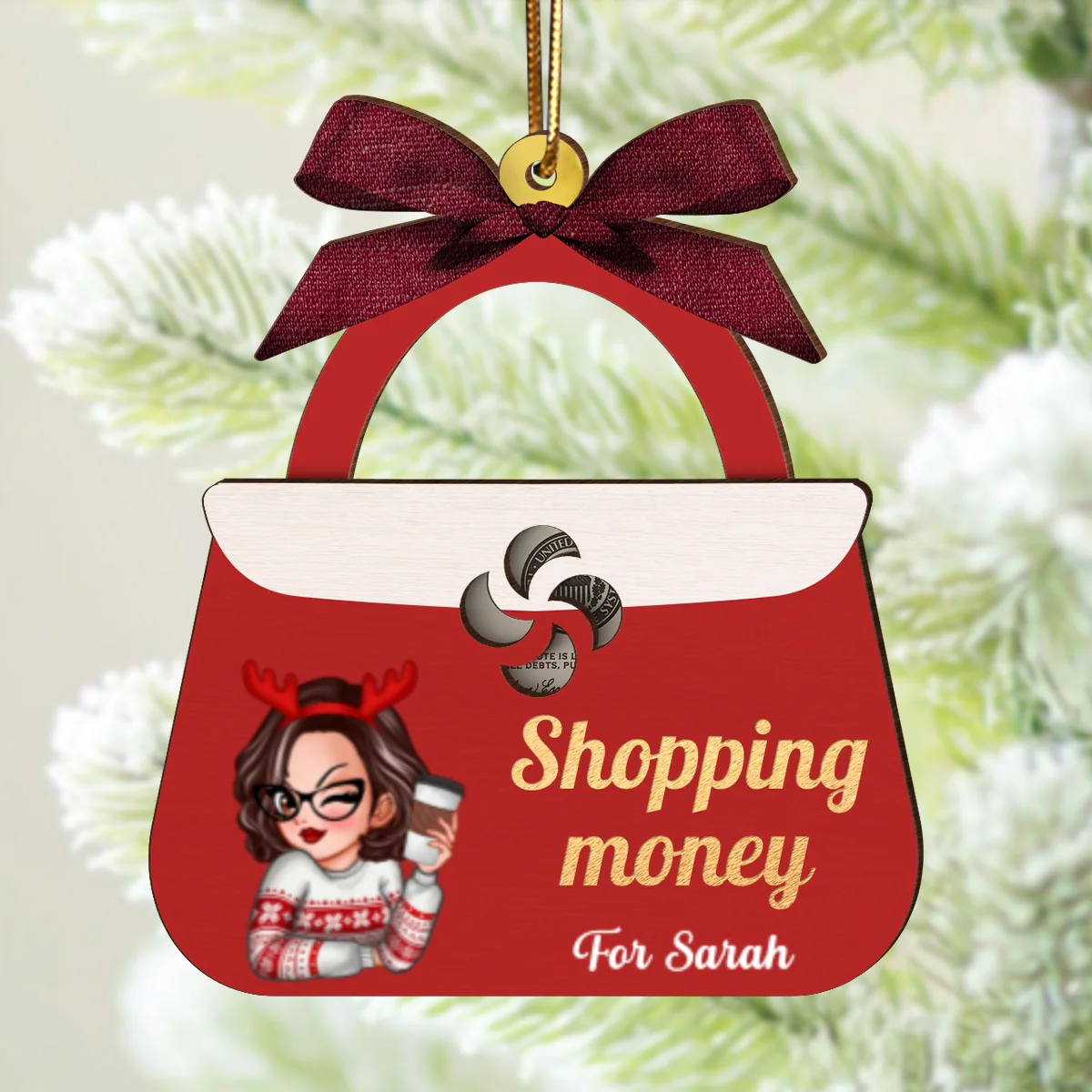 Shopping Money Gift Cards Holder Ornament, Personalized 3-Layered Ornament, Christmas Gifts For Her, Christmas Gifts For Daughter - Image 8