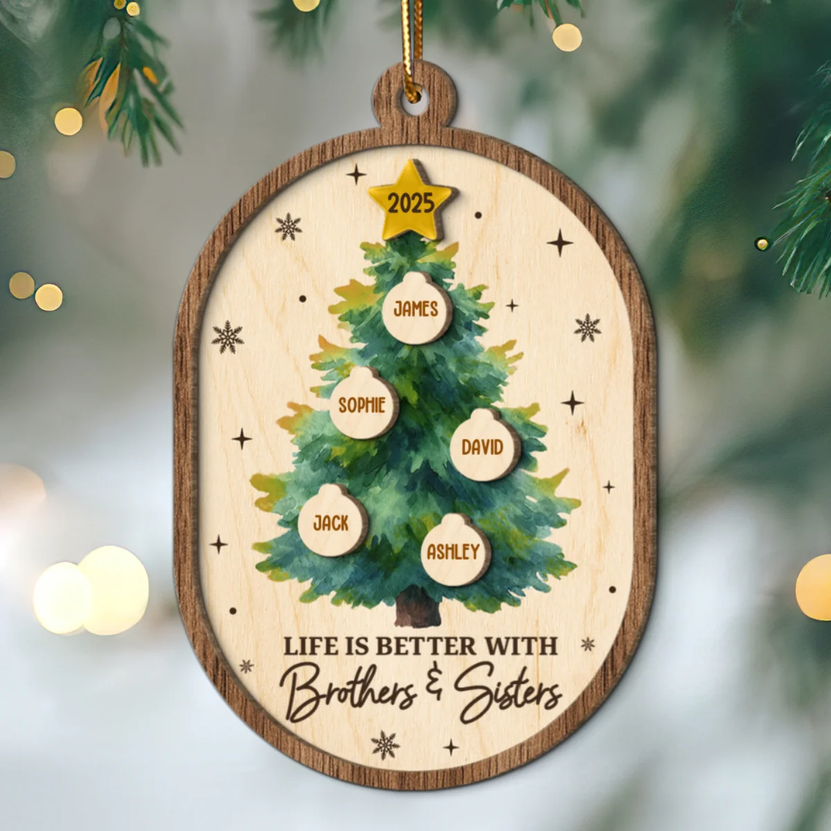 Siblings Forever Christmas Tree Ornaments - Personalized Wooden Ornament - Christmas Gift for Siblings - Image 10