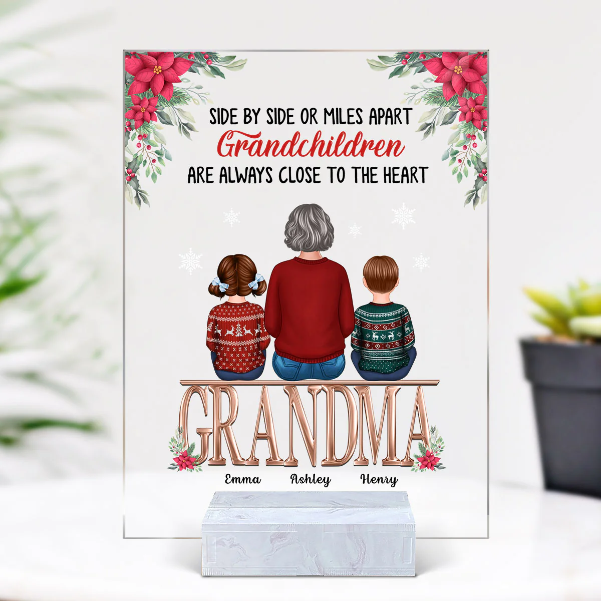 Side By Side Grandma Grandkids Personalized Acrylic Plaque