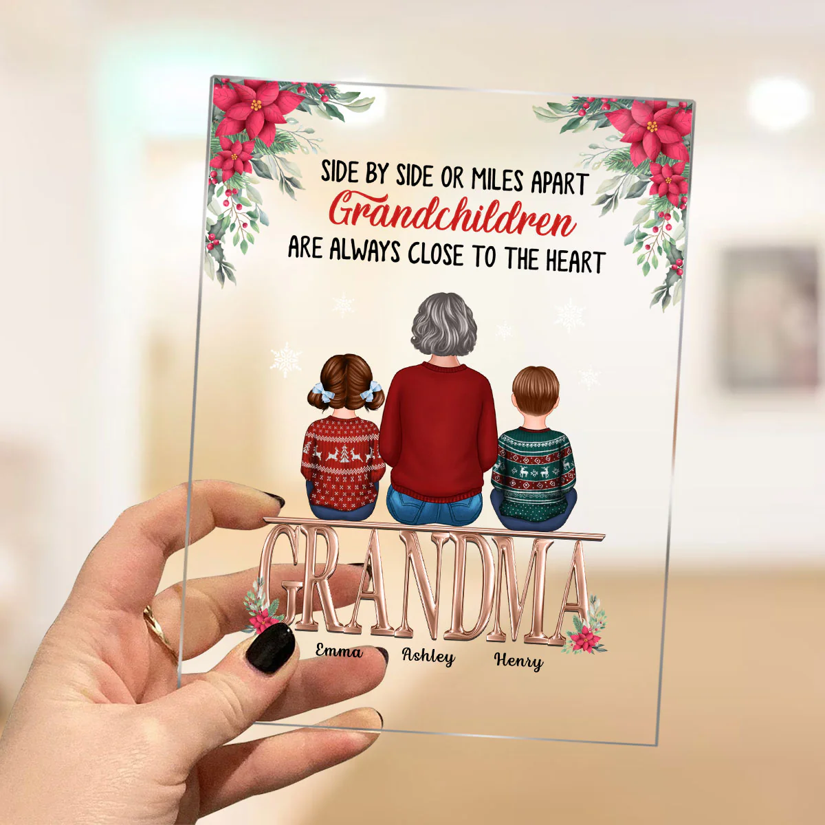 Side By Side Grandma Grandkids Personalized Acrylic Plaque - Image 3