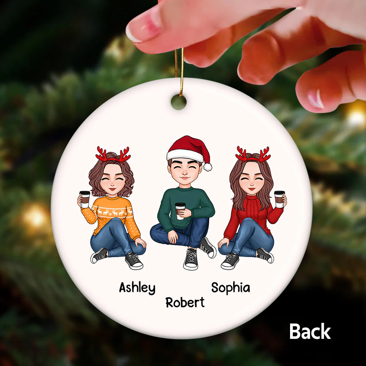 Side By Side Or Miles Apart Long Distance Family Friends Grandparent Cousin Gift Personalized Ceramic Ornament - Image 3