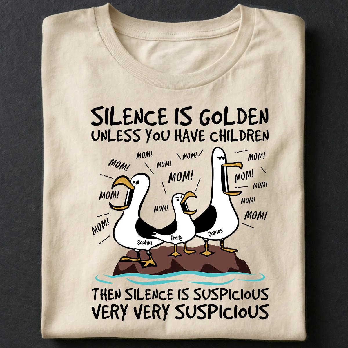 Silence Is Golden Unless You Have Kids Seagull Mom Mom Mom - Personalized Shirt - Funny Mother's Day Gift For Mom - Image 2