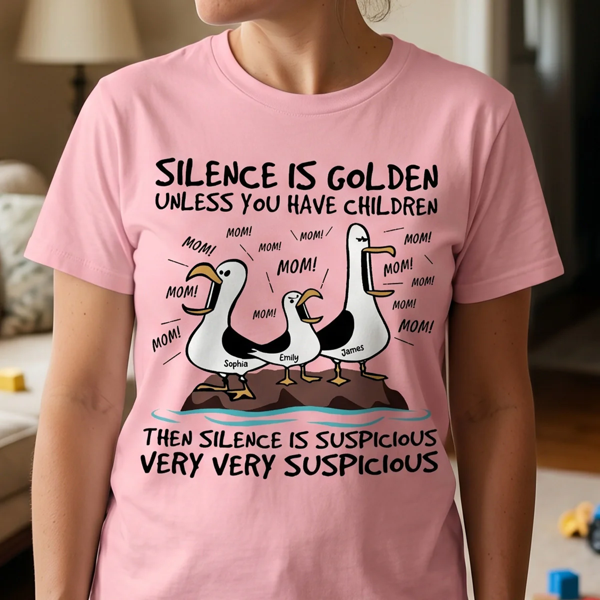 Silence Is Golden Unless You Have Kids Seagull Mom Mom Mom - Personalized Shirt - Funny Mother's Day Gift For Mom - Image 7