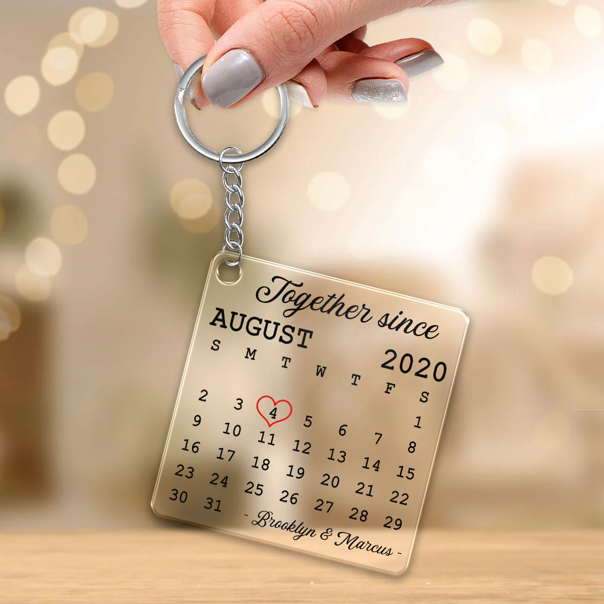 Simple Anniversary Date Calendar Personalized Acrylic Keychain