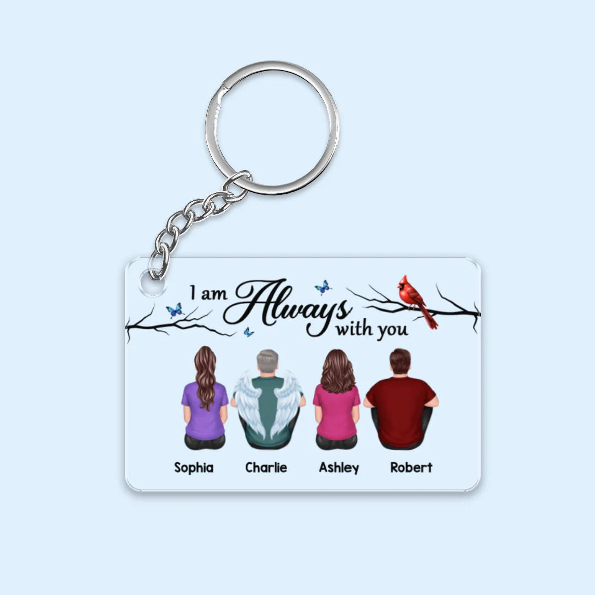 Simple Cardinal Family Memorial Gift Remembrance Keepsake Personalized Acrylic Keychain - Image 4