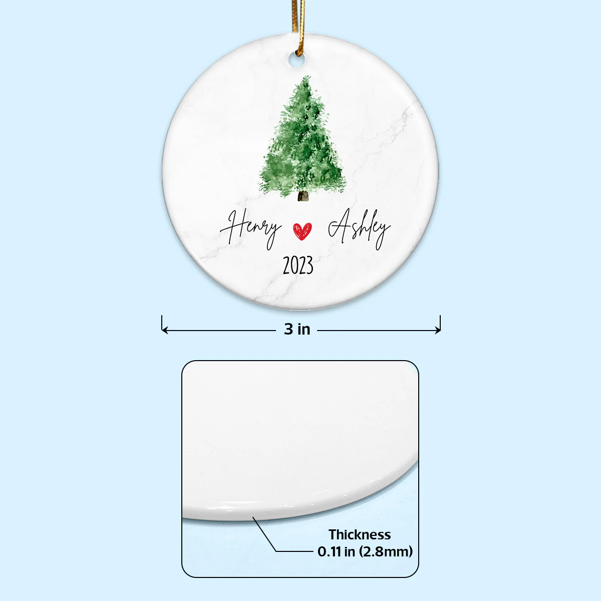 Simple Christmas Thing Couple Kissing Personalized Double Sided Circle Ornament - Image 4