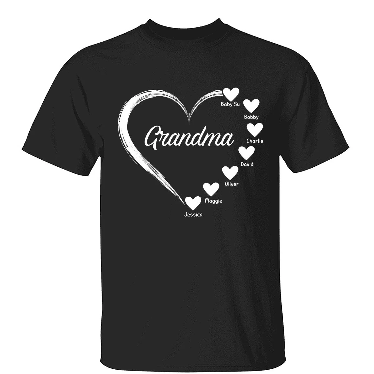 Simple Hearts Grandma Mom Personalized Shirt