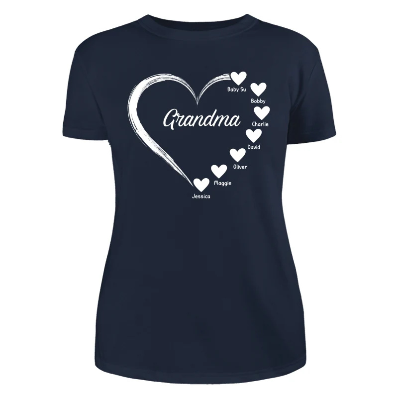 Simple Hearts Grandma Mom Personalized Shirt - Image 10
