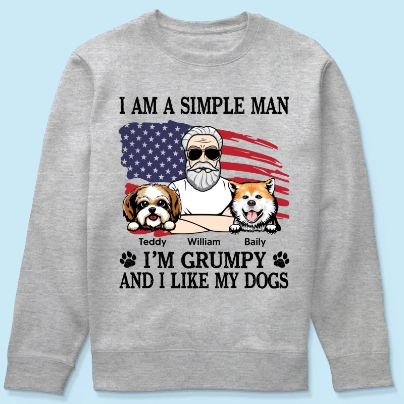 Simple Man Grumpy And Like My Dogs Nation Flag Personalized Shirt, Perfect Gift for Dog Lovers - Image 16