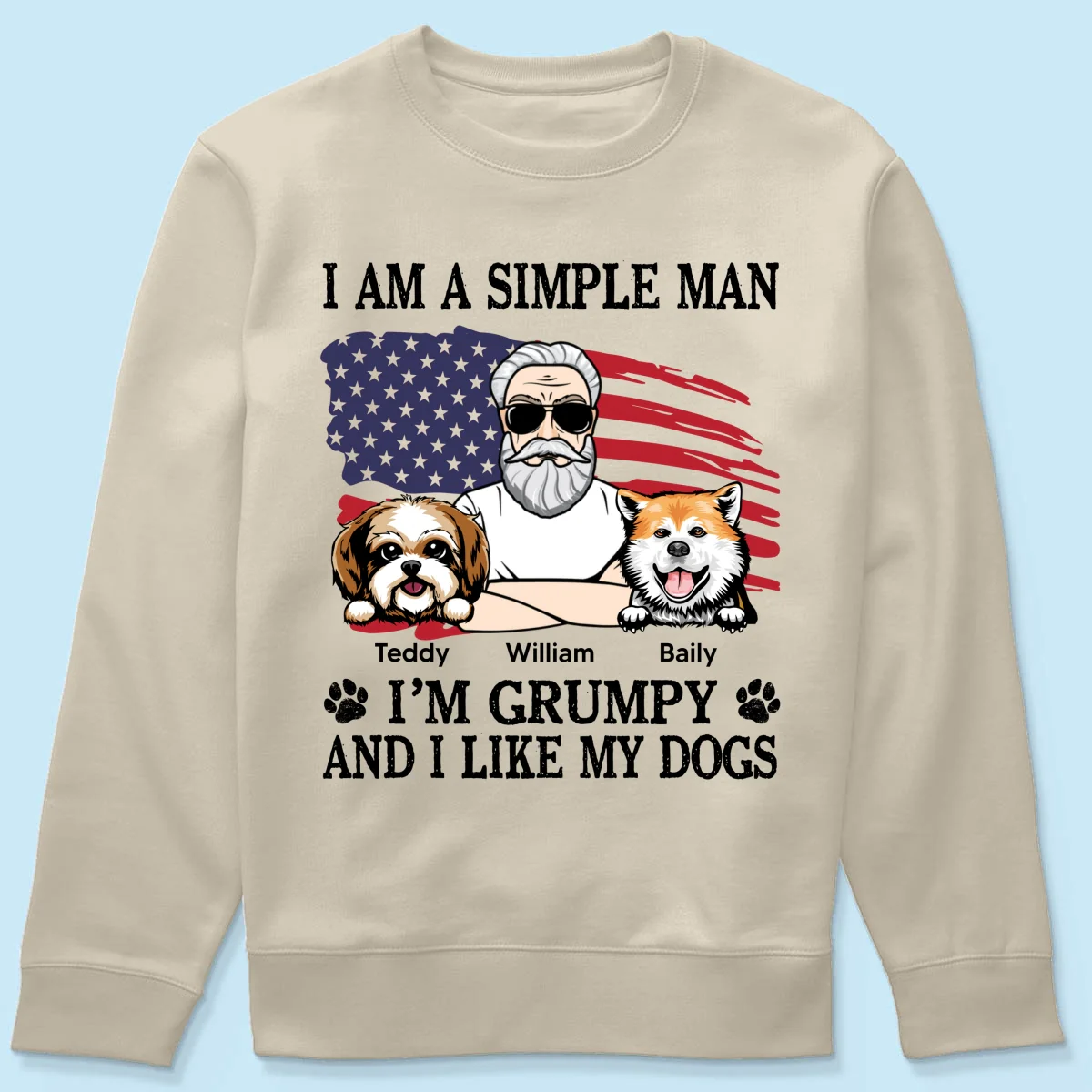 Simple Man Grumpy And Like My Dogs Nation Flag Personalized Shirt, Perfect Gift for Dog Lovers - Image 18
