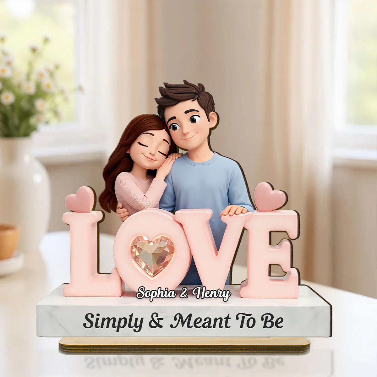 Simply & Meant To Be Romantic Couple - Personalized 2-Layered Wooden Plaque - Valentine's Gift For Him, For Her, For Couple - Image 3