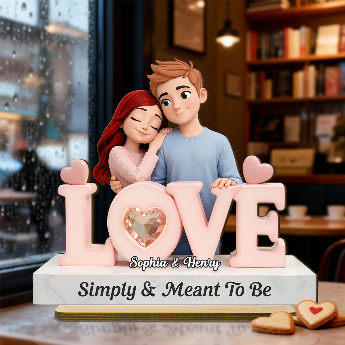 Simply & Meant To Be Romantic Couple - Personalized 2-Layered Wooden Plaque - Valentine's Gift For Him, For Her, For Couple - Image 4