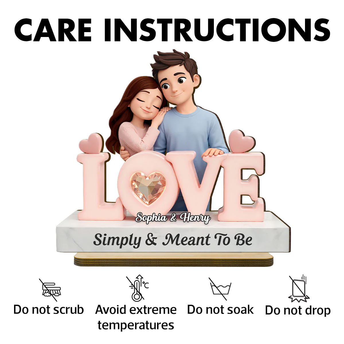 Simply & Meant To Be Romantic Couple - Personalized 2-Layered Wooden Plaque - Valentine's Gift For Him, For Her, For Couple - Image 7