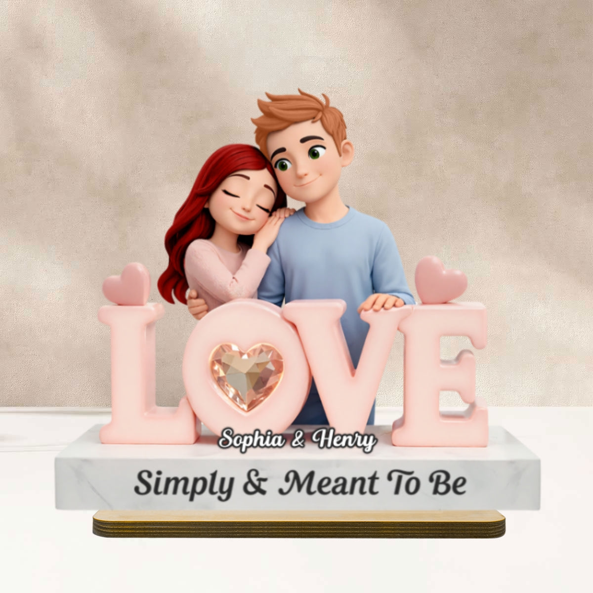 Simply & Meant To Be Romantic Couple - Personalized 2-Layered Wooden Plaque - Valentine's Gift For Him, For Her, For Couple - Image 9