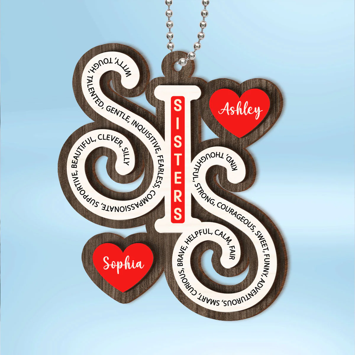 Sister Christmas 2-Layer Wooden Ornament 2024 Personalized Gifts for Sisters, Best Friends, Siblings - Image 2