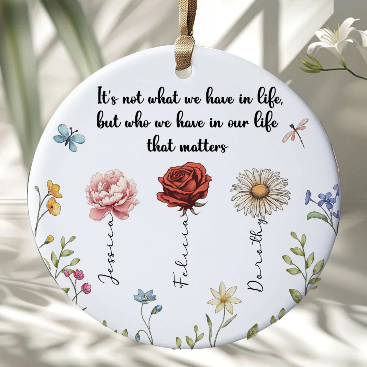 Sisters Are Different Flowers From The Same Garden Personalized Ceramic Ornament, Christmas Gift For Sisters, Siblings, Besties - Image 5