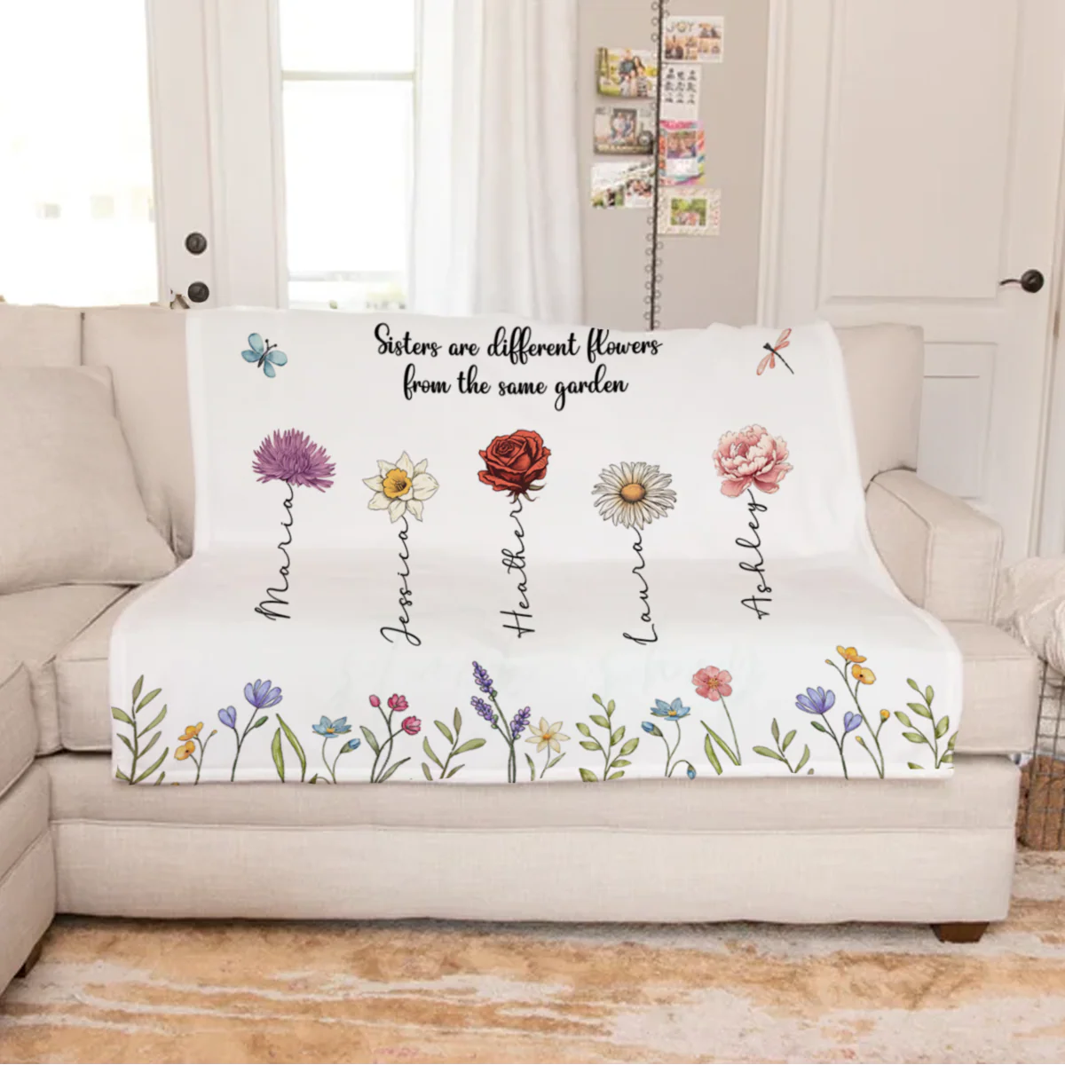 Sisters Are Different Flowers From The Same Garden Personalized Fleece Blanket, Christmas Gift For Sisters, Siblings, Besties - Image 4
