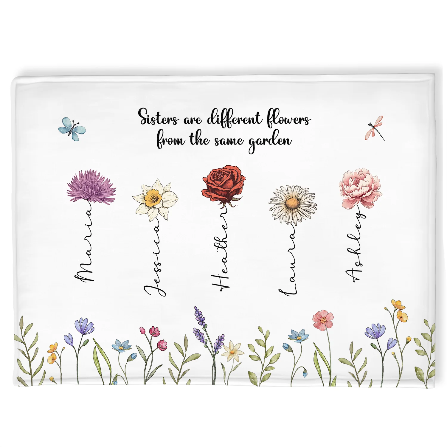 Sisters Are Different Flowers From The Same Garden Personalized Fleece Blanket, Christmas Gift For Sisters, Siblings, Besties - Image 5