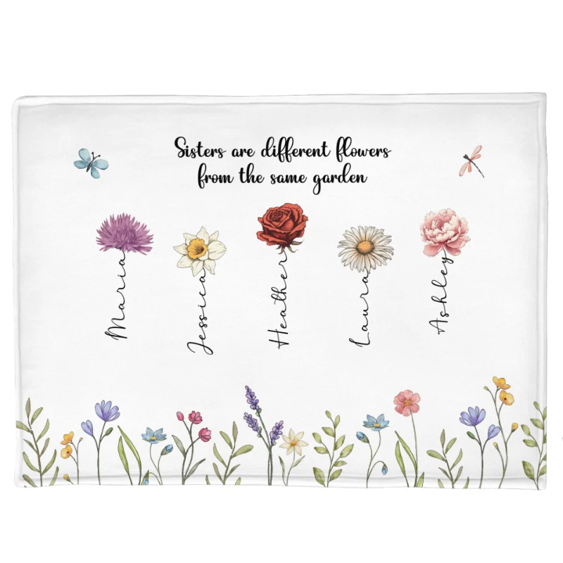 Sisters Are Different Flowers From The Same Garden Personalized Fleece Blanket, Christmas Gift For Sisters, Siblings, Besties - Image 9