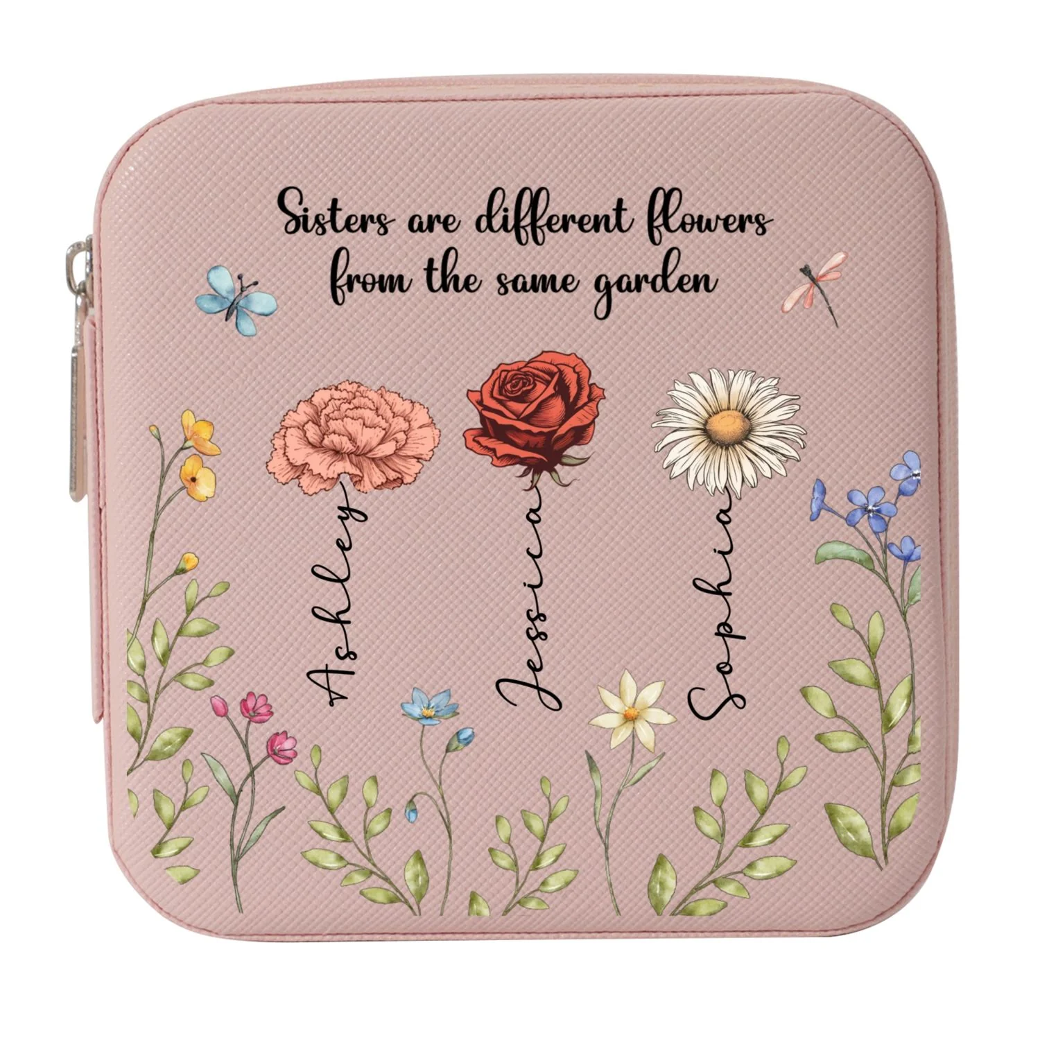 Sisters Are Different Flowers From The Same Garden Personalized Portable Jewelry Box, Birthday Gift For Sisters, Siblings, Besties or Just Because - Image 12