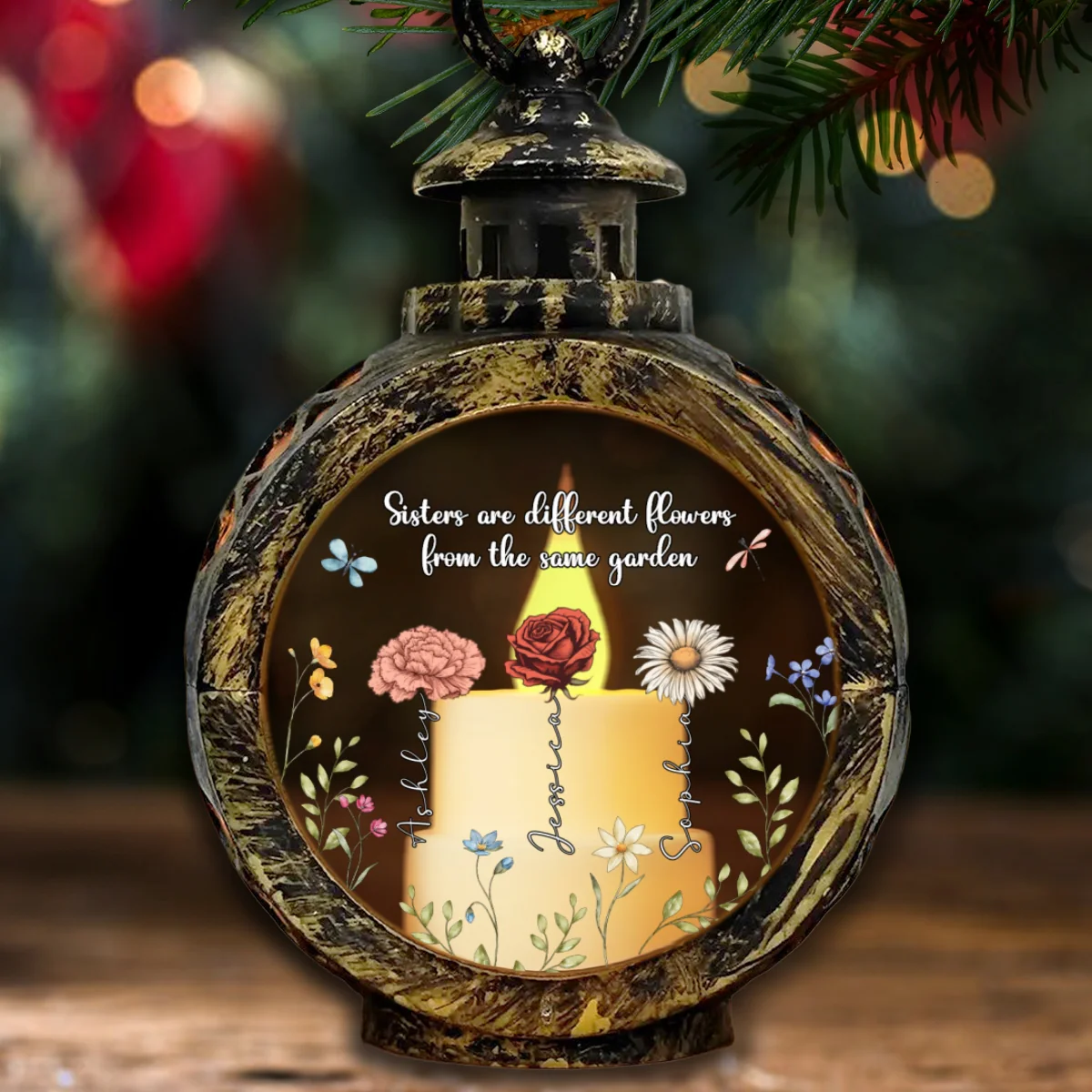 Sisters Are Different Flowers From The Same Garden Personalized Lantern Ornament, Christmas Gift For Sisters, Siblings, Besties - Image 10