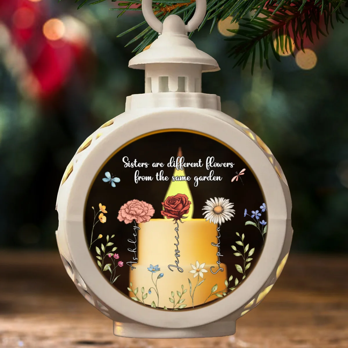Sisters Are Different Flowers From The Same Garden Personalized Lantern Ornament, Christmas Gift For Sisters, Siblings, Besties - Image 11