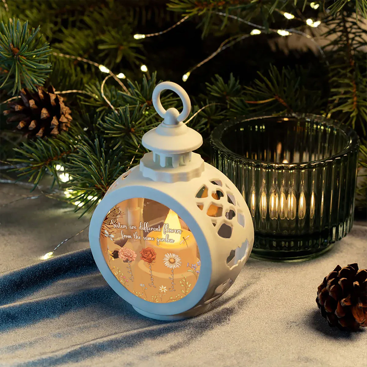 Sisters Are Different Flowers From The Same Garden Personalized Lantern Ornament, Christmas Gift For Sisters, Siblings, Besties - Image 8