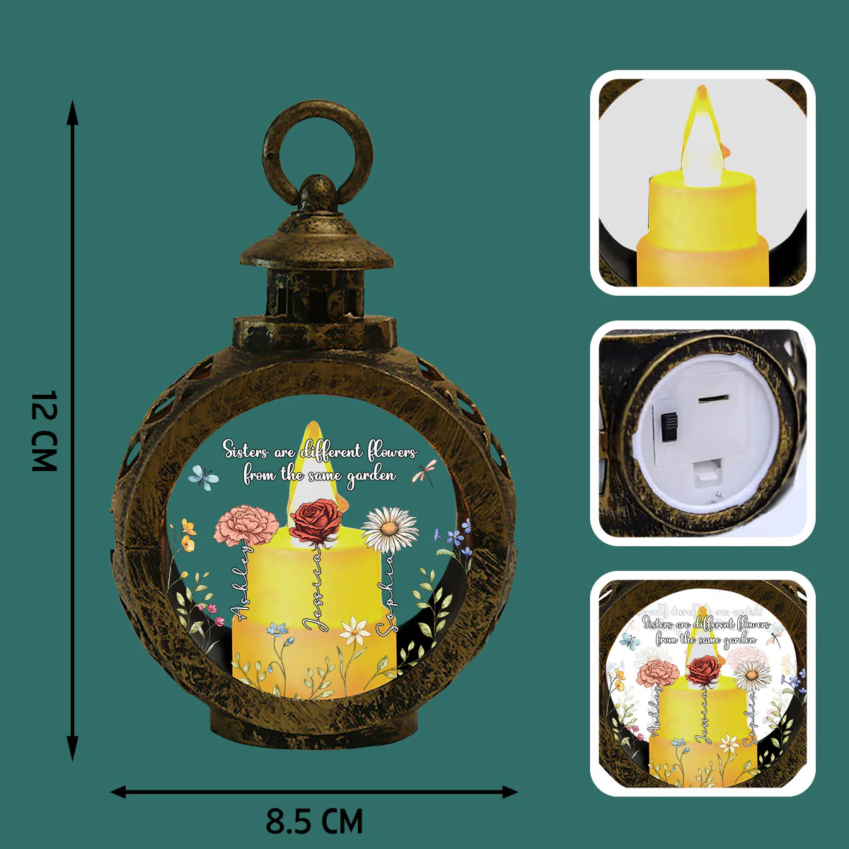 Sisters Are Different Flowers From The Same Garden Personalized Lantern Ornament, Christmas Gift For Sisters, Siblings, Besties - Image 9
