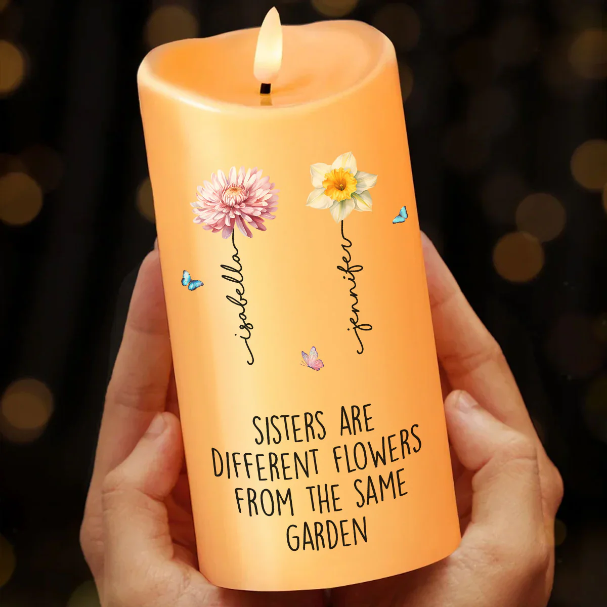 Sisters Are Different Flowers From The Same Garden Personalized LED Candle, Christmas Gift For Sisters - Image 3
