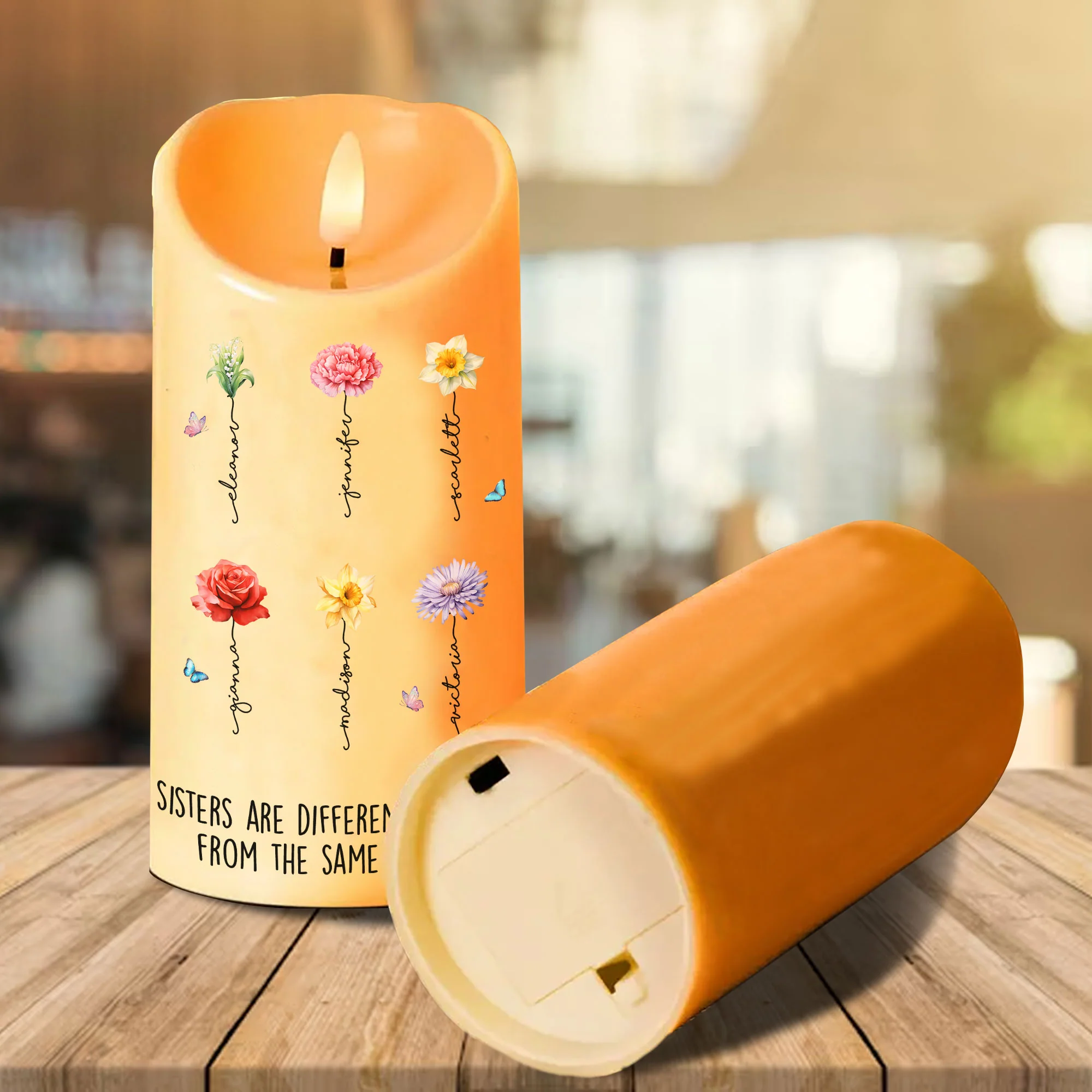 Sisters Are Different Flowers From The Same Garden Personalized LED Candle, Christmas Gift For Sisters - Image 5